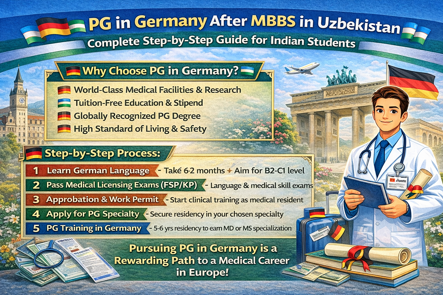 PG in Germany After MBBS in Uzbekistan: Complete Step-by-Step Guide for Indian Students